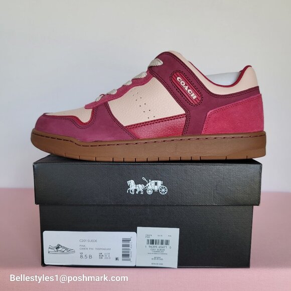 COACH Low Top Leather and Suede Sneakers C201- Pink color- Women’s US Size 8.5B⭐ - Picture 16 of 16